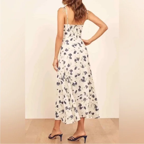 Reformation White and Blue Floral Midi Dress - Picture 4 of 12
